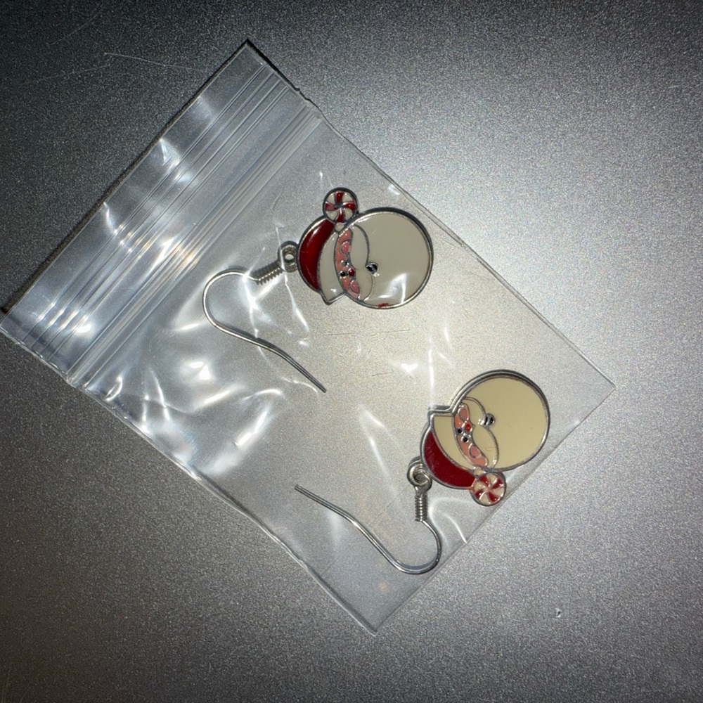 Red and Silver Santa Earrings